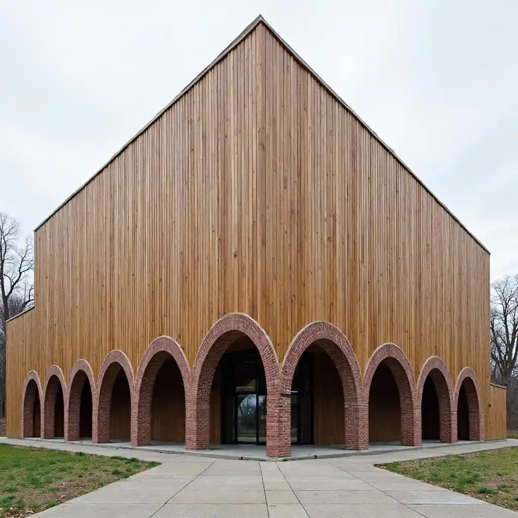 Edificio de madera angular