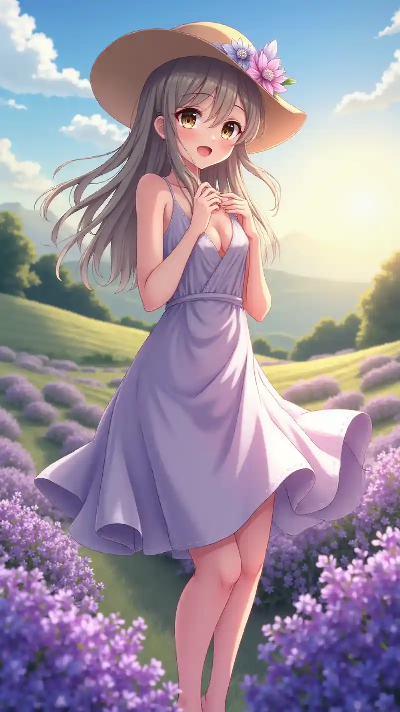 Anime Girl Lavender Fields