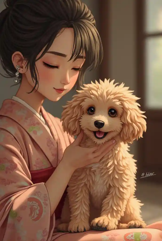 Chó Poodle amp; Kimono