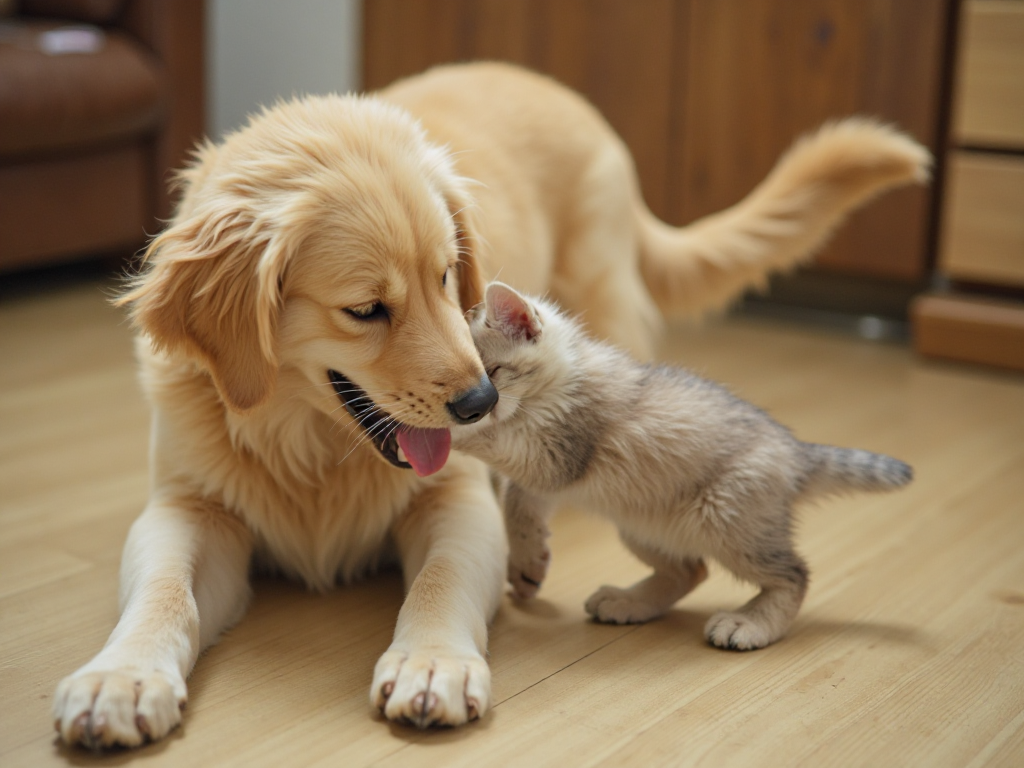Playful Kitten & Golden Tail