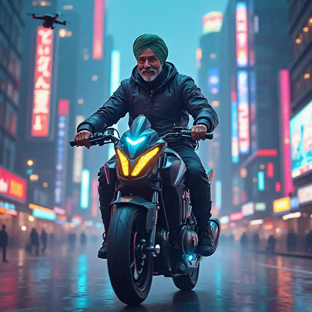 Futuristische HoverBike-Technik-affine Szenen