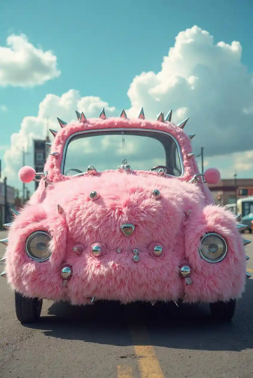 Pink Spiked Car