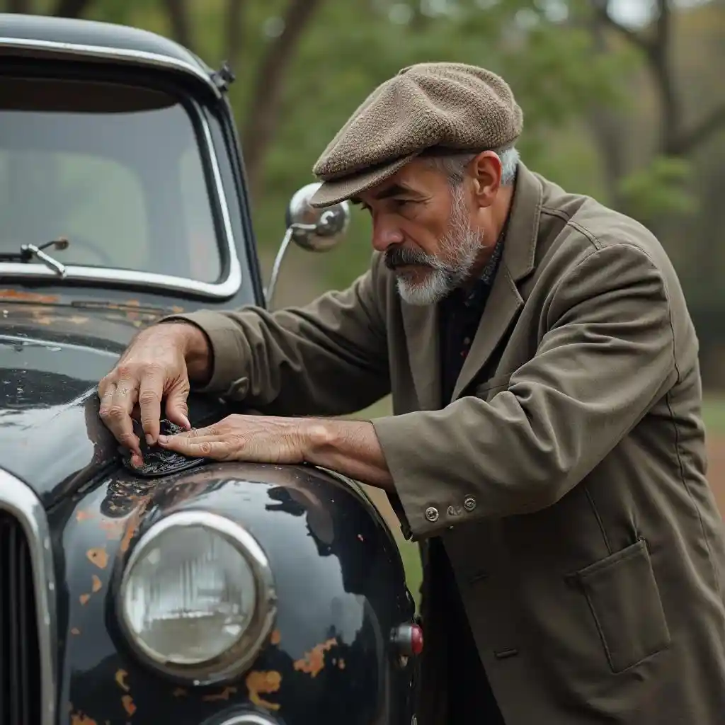 Vintage car cleaning