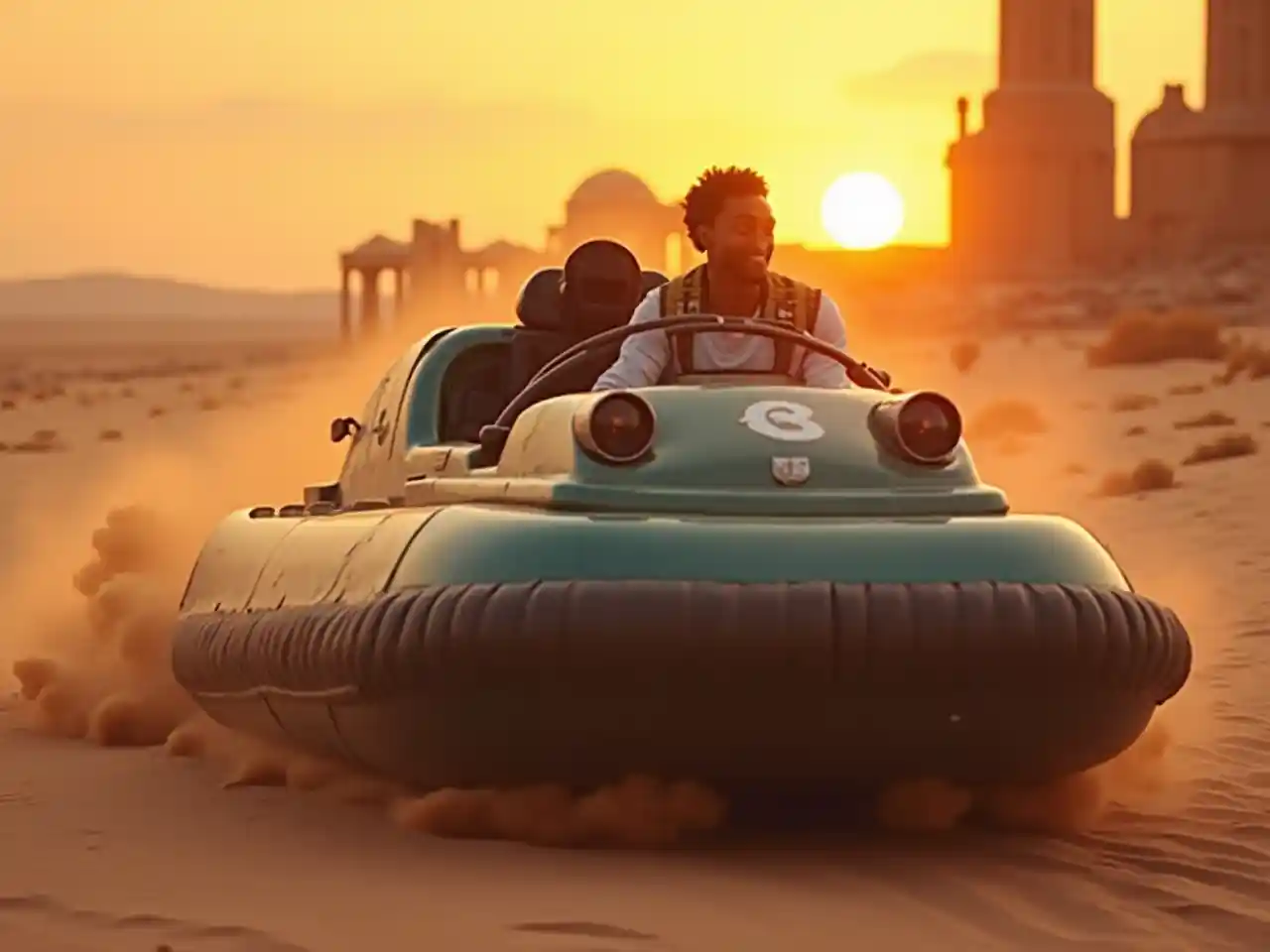 Περπατητικό αεροπλάνο, ηλιοβασίλεμα στην έρημο