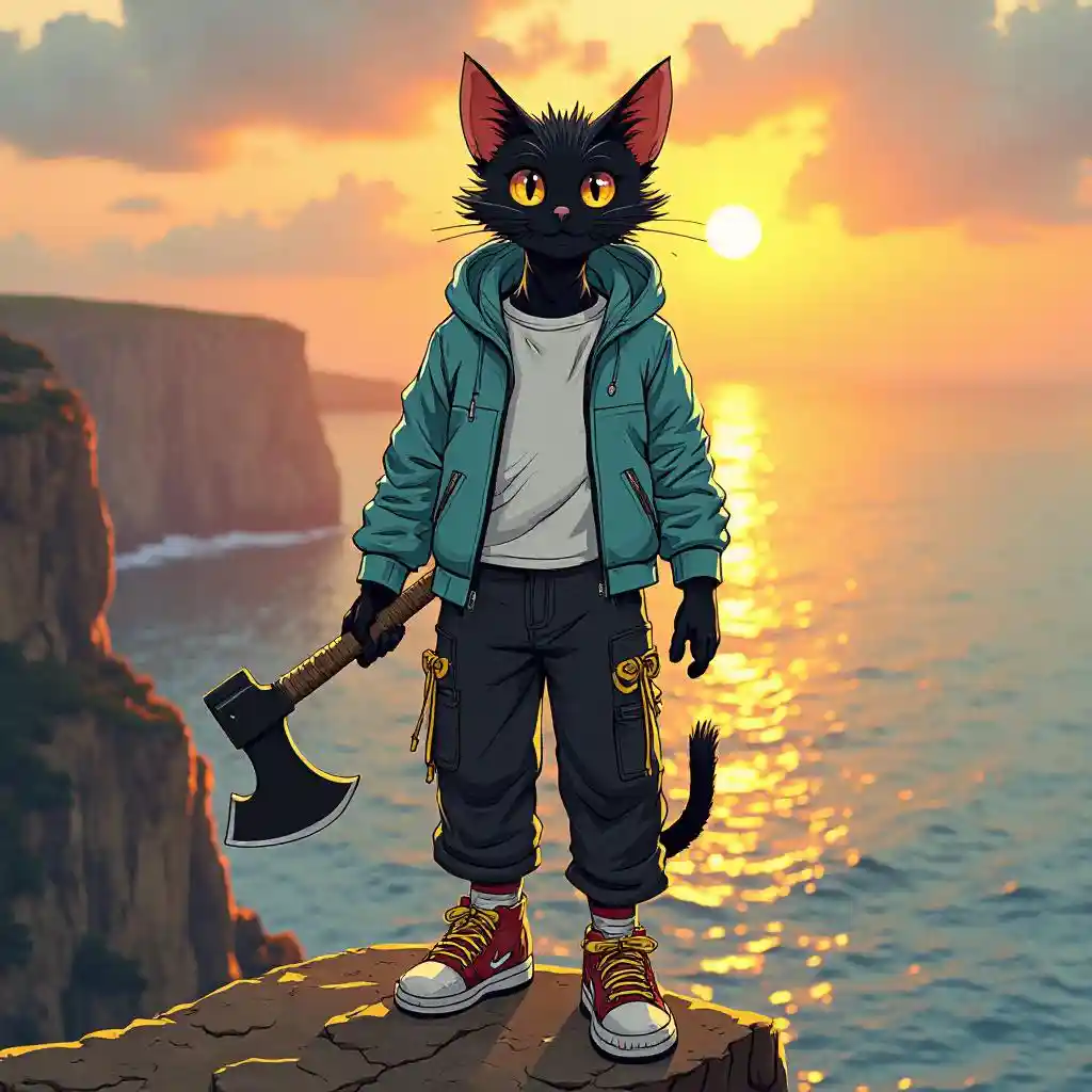 Axe-wielding cat