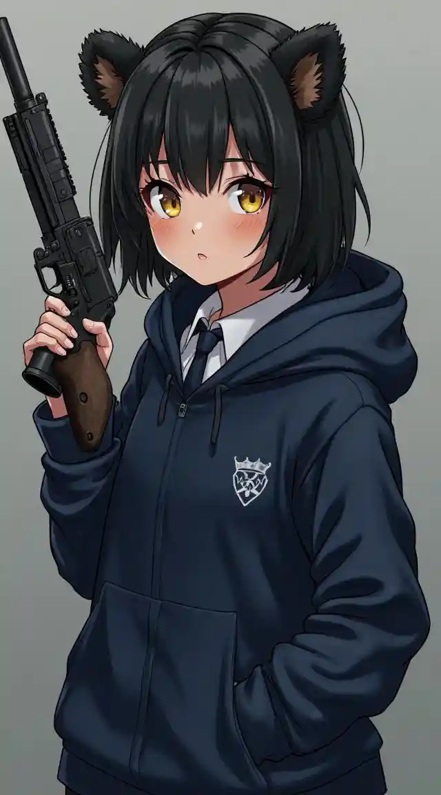 Bear-eared gun girl