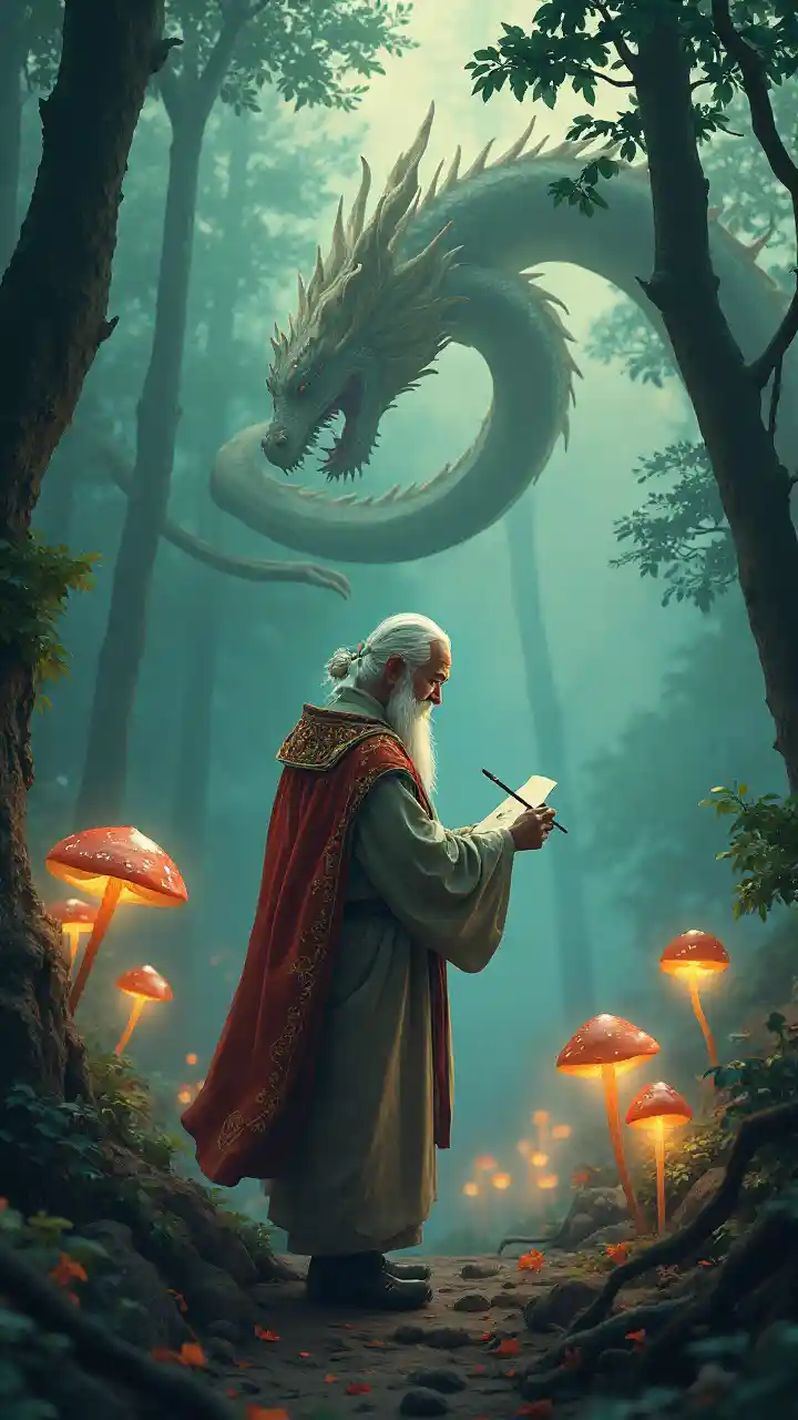 Dragon Sketch Mystical Forest Art