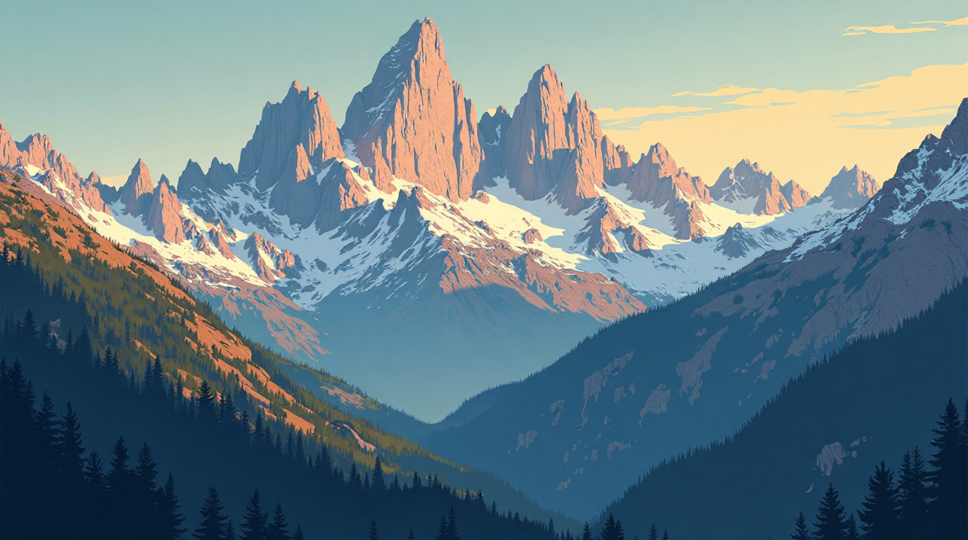 En retroillustration av Dolomiterna