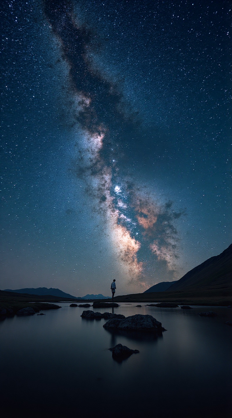 全景午夜天空壮观美景