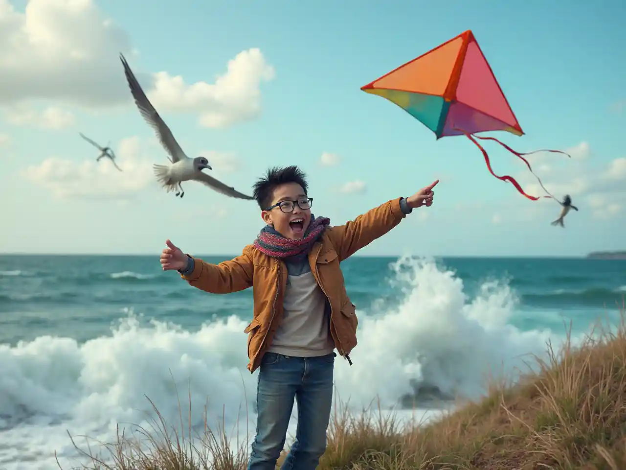 Asia Laki-laki Pantai Layang-layang Petualangan