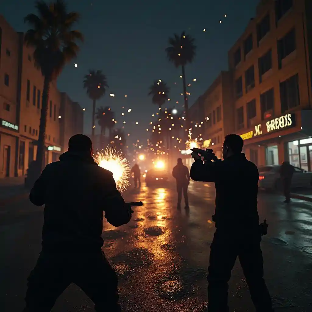 مشهد تبادل لإطلاق النار بين العصابات