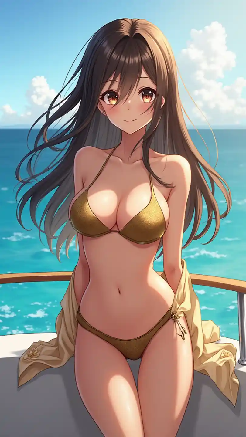 Glamorous Anime Yacht Beauty