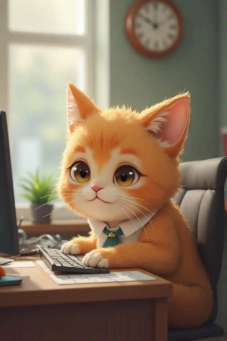 Msichana wa Paka Akiwa Kazini