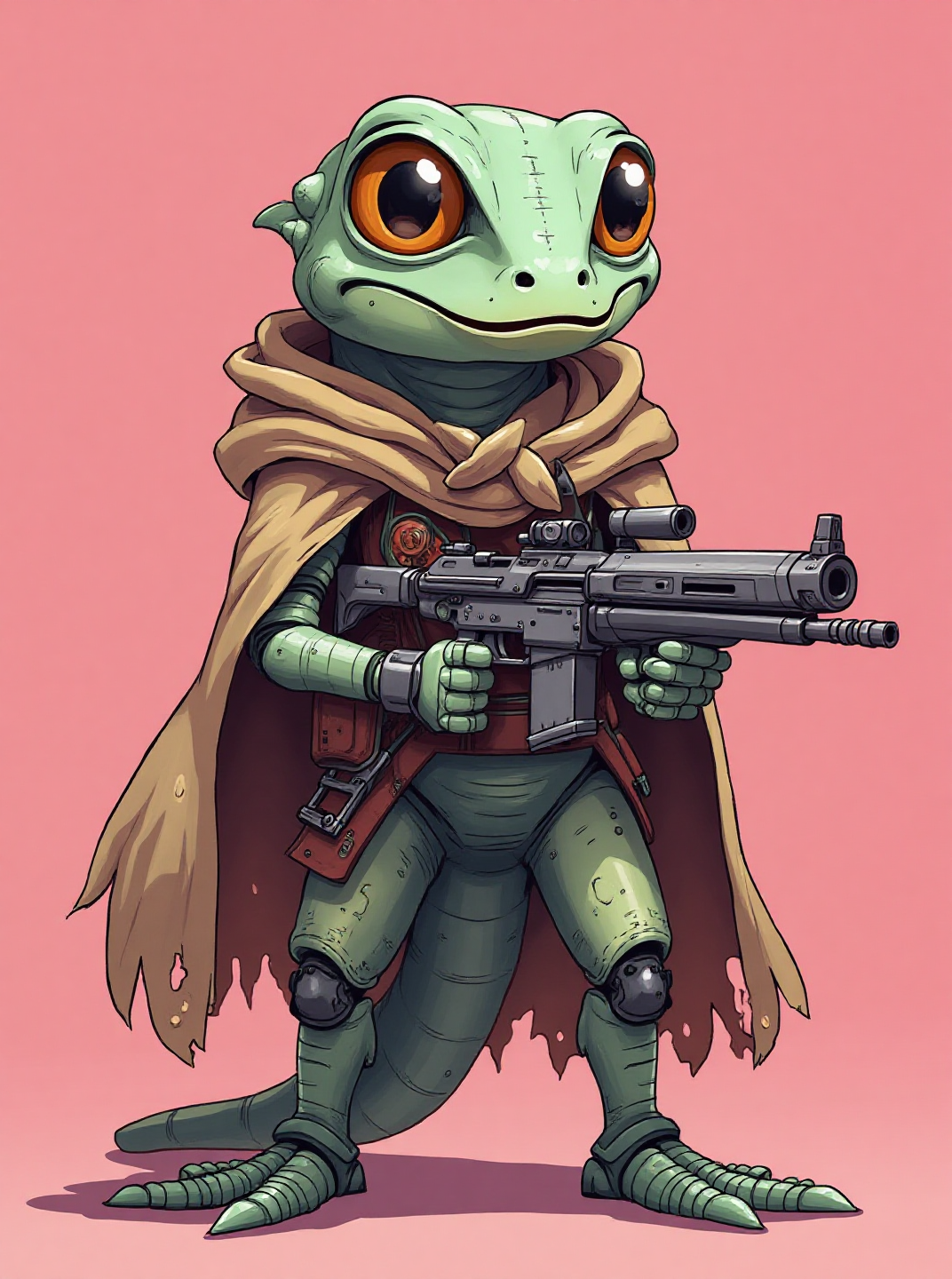 गुलाबी टूरमालिनवर गोड कासव रोबोट अॅडव्हेंचर 