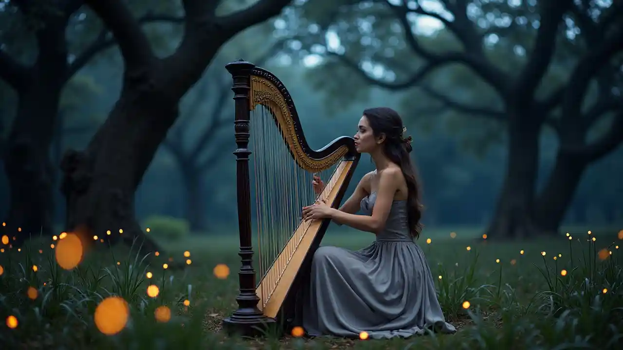 Spectacle de harpe au clair de lune éthérée